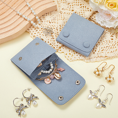 2Pcs Microfiber Cloth Jewelry Storage Bags with Brass Button ABAG-BBC0001-17A-02-1