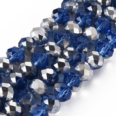 Electroplate Transparent Glass Beads Strands EGLA-A034-T8mm-M25-1