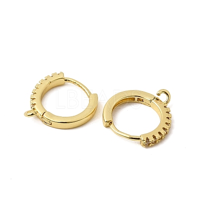 Brass Micro Pave Clear Cubic Zirconia Hoop Earring Findings KK-Z154-04G-1