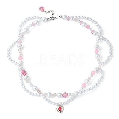 Alloy Heart Pendant Necklace NJEW-FZ00004-11-1