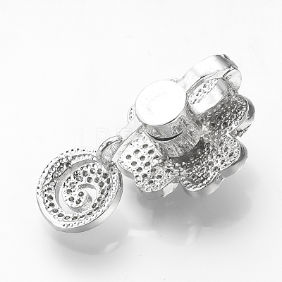 Brass Micro Pave Cubic Zirconia Magnetic Clasps ZIRC-S058-05P-1