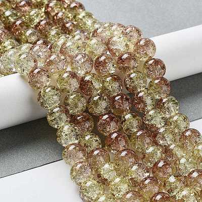 Spray Painted Crackle Glass Beads Strands CCG-Q002-10mm-05-1