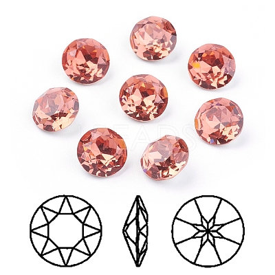 Pointed Back & Back Plated Glass Rhinestone Cabochons RGLA-J012-8mm-542-1