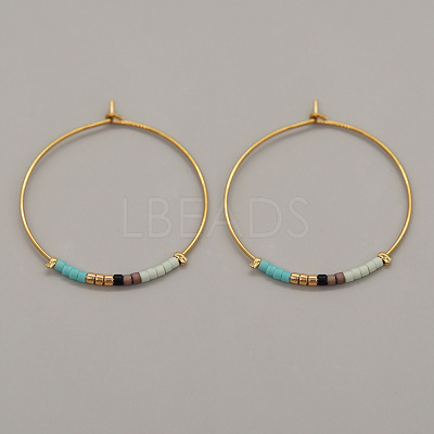 Bohemian Handmade Glass Seed Beads Hoop Earrings AM1646-9-1