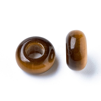 Natural Tiger Eye European Beads G-G740-12x6mm-10-1