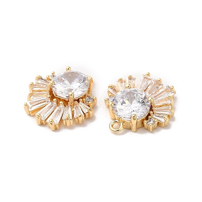 Brass Pave Cubic Zirconia with Glass Pendants X-KK-G465-41G-1