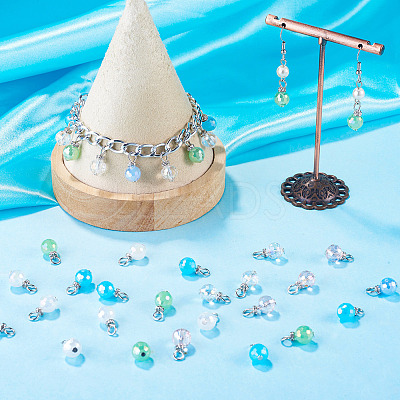 25Pcs Glass Pendants PALLOY-TAC0311-1