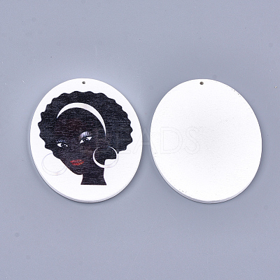 Printed Wooden Big Pendants WOOD-S050-10D-1