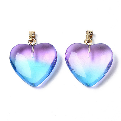 Two Tone Spray Painted Glass Pendants GLAA-N035-016-C02-1