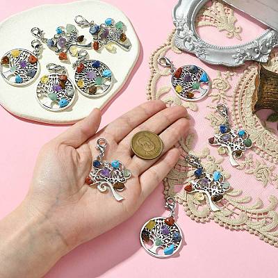 10Pcs 2 Styles Tibetan Style Alloy Pendant Decorations HJEW-CJ0001-17-1