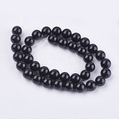 Natural Black Onyx Beads Strands X-G-H1567-10MM-1