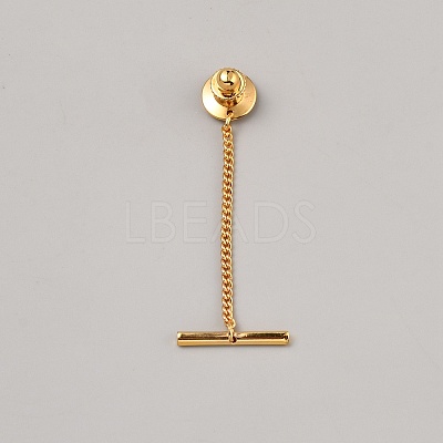 Brass Tie Tack Clutch with Chains KK-WH0083-11G-1