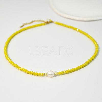Natural Freshwater Pearl & Glass Beaded Necklaces for Women AC5368-5-1