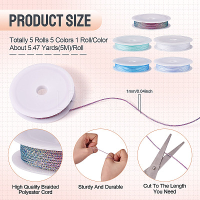25M 5 Colors Braided Polyester Cord OCOR-TA0003-44A-1