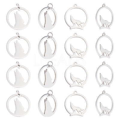 20Pcs 2 Style 201 Stainless Steel Pendants STAS-UN0028-49-1