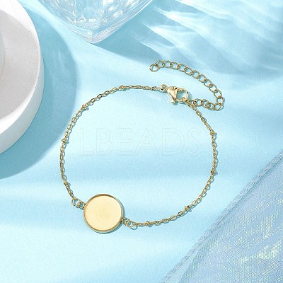 304 Stainless Steel Round Cabochon Setting Bracelets BJEW-JB11090-01-1