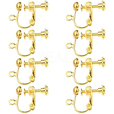 Rack Plated Brass Screw Clip-on Earring Findings KK-YW0001-10G-1