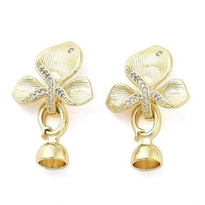 Brass Micro Pave Clear Cubic Zirconia Fold Over Clasps KK-Z080-05G-1
