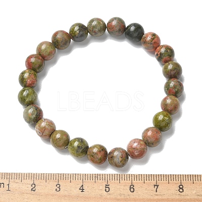 Natural Unakite Bead Stretch Bracelets X-BJEW-K212-B-006-1