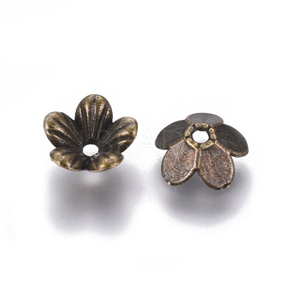 Tibetan Style Flower Alloy Bead Caps TIBEP-S192-AB-NR-1