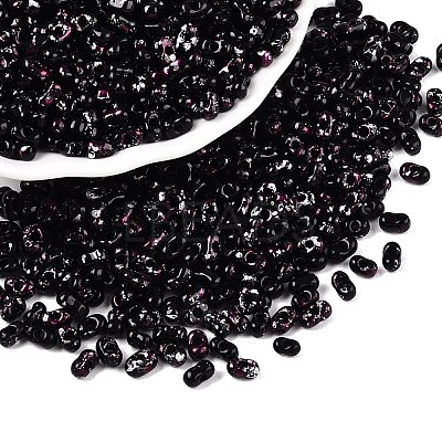 Picasso Spray Painted Glass Seed Beads SEED-T006-04-38-1