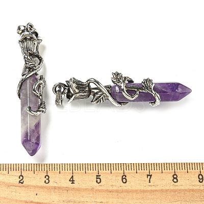 Natural Amethyst Faceted Double Termimal Pointed Big Pendants G-P547-03AS-04-1