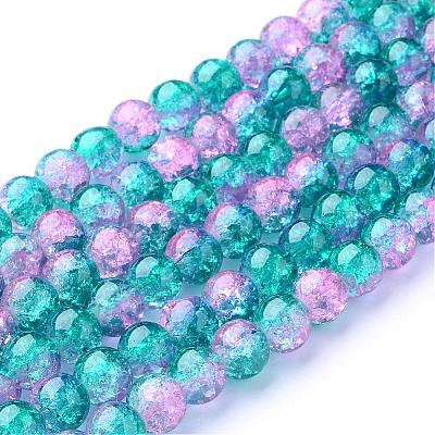 Spray Painted Crackle Glass Beads Strands CCG-Q002-10mm-06-1