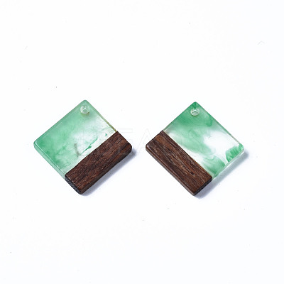 Transparent Resin & Walnut Wood Pendants RESI-T035-31A-1