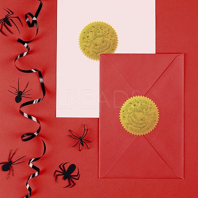 Plastic Self Adhesive Gold Foil Embossed Stickers DIY-WH0211-121-1