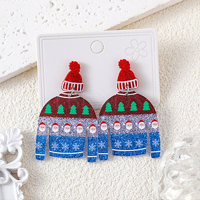 Christmas Acrylic Dangle Stud Earrings FS-WGF523C-02-1