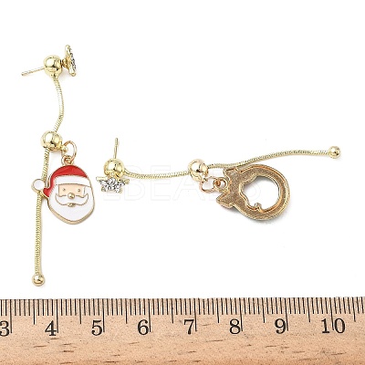 Christmas Aloy Enamel Dangle Stud Earrings for Women LS-EJEW-F399-05A-G-1