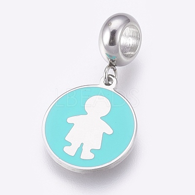 304 Stainless Steel European Dangle Charms STAS-O097-13P-1