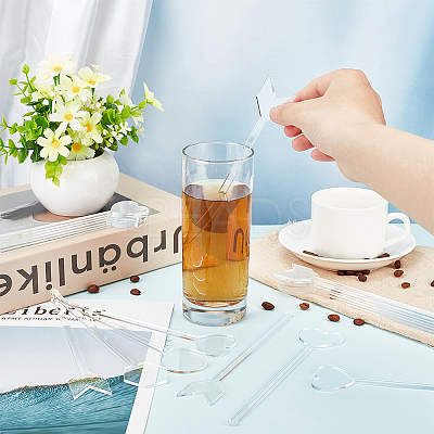 24Pcs 4 Style Transparent Acrylic Stirring Rods AJEW-FG0003-16-1