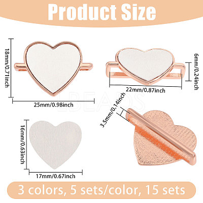 15Pcs 3 Colors Alloy Heat Transfer Watch Band Accessories FIND-CA0011-17A-1