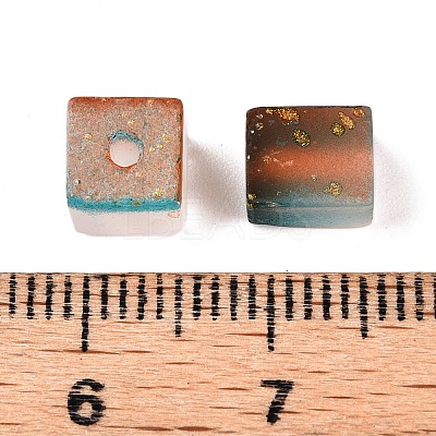 Frosted Glass Beads with Golden Glitter Powder DGLA-NH001-6mm-01F-1