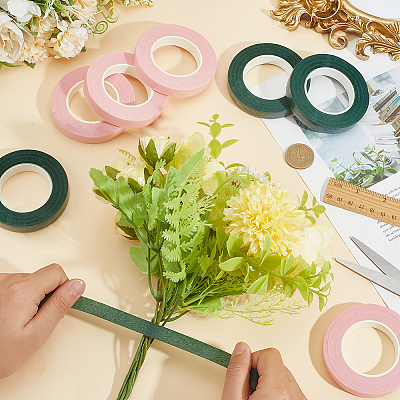 8 Rolls 2 Colors Paper Floral Tape for Bouquet Stem Wrap AJEW-CN0005-47-1