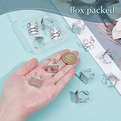 12Pcs 201 Stainless Steel Cuff Pad Ring Settings STAS-BC0004-09A-1