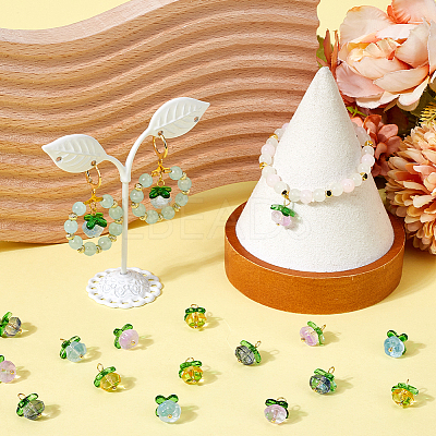 32Pcs 4 Colors Handmade Lampwork Charms LAMP-SC0001-41-1
