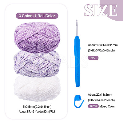 3 Rolls Super Bulky Plush Polyester Chenille Yarn OCOR-MB0001-06A-1