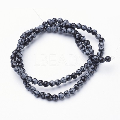 Natural Snowflake Obsidian Beads Strands X-GSR4mmC009-1
