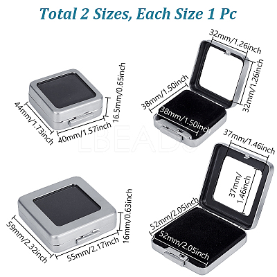 2Pcs 2 Styles Stainless Steel Loose Diamnond Gemstone Display Boxes CON-GA0001-24MP-1