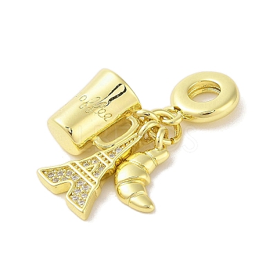 Rack Plating Brass Micro Pave Clear Cubic Zirconia European Dangle Charms X-KK-S380-26G-1
