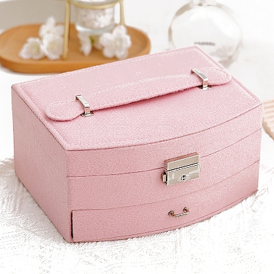 Velvet Jewelry Organizer Storage Drawer Boxes with Handle PW-WG7796F-02-1