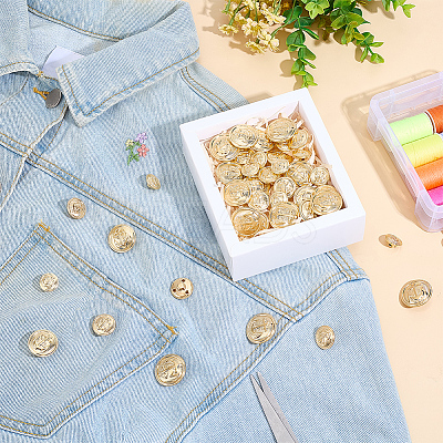 40Pcs 4 Styles 1-Hole Brass Buttons BUTT-AR0001-21-1
