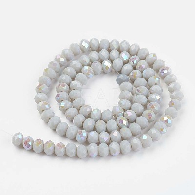 Electroplate Opaque Solid Color Glass Beads Strands X1-EGLA-A034-P6mm-L16-1