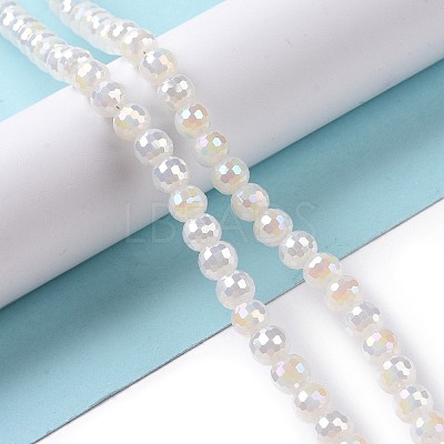 Electroplate Opaque Solid Color Glass Beads Strands GLAA-E036-10E-1