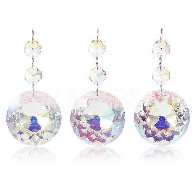 3Pcs Round Glass Suncatchers for Outdoor Garden Hanging Decoration HJEW-TADJ0001-02-1