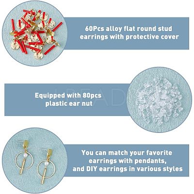 60Pcs Alloy Stud Earring Findings FIND-FH0005-71-1