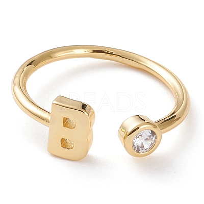 Brass Micro Pave Clear Cubic Zirconia Cuff Rings RJEW-Z005-B-G-1