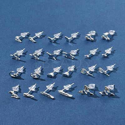 2 Pairs Alloy Stud Earrings for Women EJEW-FS0001-27J-1